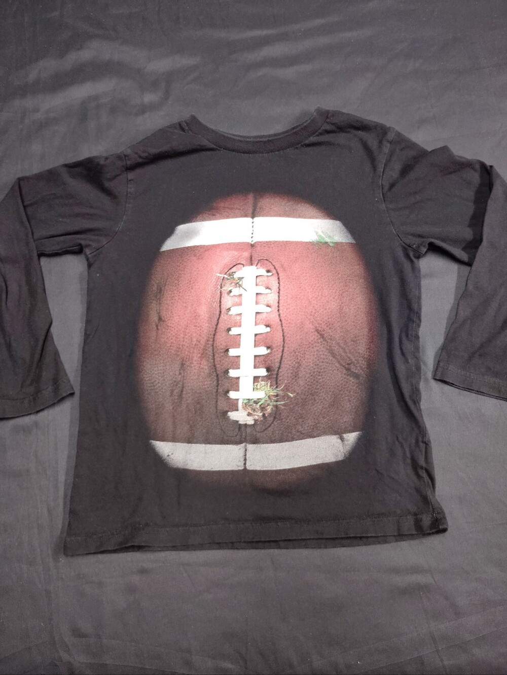 Kids Long-Sleeve Football Graphic Tee - Black
